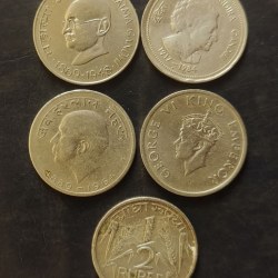 Reserve Bank of India 50 paisa 5 different of 5 coin Condition as image. Same and similar piece available