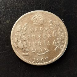 Alternative view of British India Half rupees year 1907 Edward VII Condition as image Same and similar piece available