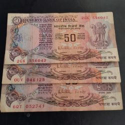 Reserve Bank of India Rs 50 note Signature of RN Malhotra Condition as image 3 piece given Same and similar piece available