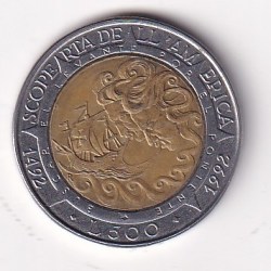 Alternative view of San Marino 500 Lire 1992 Columbus Commemorative issue Rare Bimetallic Coin #M-926