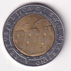 San Marino 500 Lire 1992 Columbus Commemorative issue Rare Bimetallic Coin #M-926