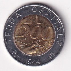Alternative view of San Marino 500 Lire 1991 Hospitable Land Commemorative issue Rare Bimetallic Coin #M-927
