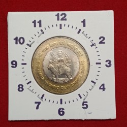 Alternative view of Ten Rs Shri Mata Vaishno Devi Shrine Board Error Coin RBI Mistake 11 "o clock Error RBI Mistake Coin