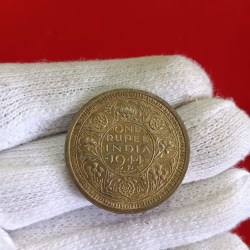 George Vi One Rupee India 1944 Bombay Mint Silver Coin Good Condition British of India