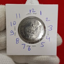 Alternative view of One Rs Fss Scare Coin Veer Durgadas Ji 2003 Hyderabad Mint Gem Bunc Condition 1 'o clock Ex Rare Error RBI Mistake Coin