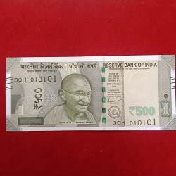Alternative view of 500 Rs Rare First Issue Number 010101 Unc Condition Year 2024