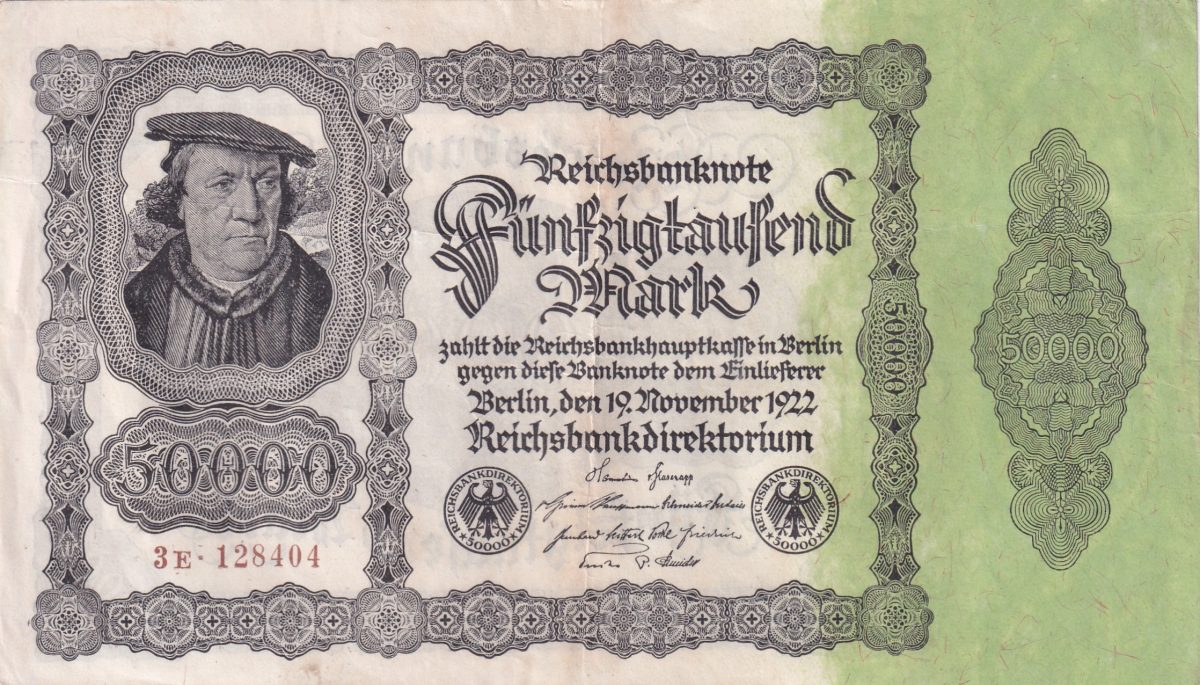 Germany 50 000 Mark Reichsbanknote rare Big size Note