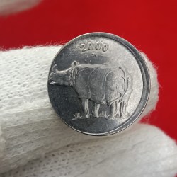 Alternative view of 25 Paise Rhiano Shifting or Small Rotation Error 3 Pcs Given 2000 Year Hyderabad Mint RBI Mistake Coin