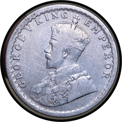 Alternative view of King George V, 1/2 Rupee 1933 Calcutta mint