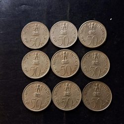 First prime minister of India Jawaharlal Nehru denomination 50 Paisa Same and similar set are available