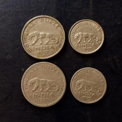 India King and emperor George vi Denominaton 1/2₹ 1/4₹ 4 piece given Same and similar set are available