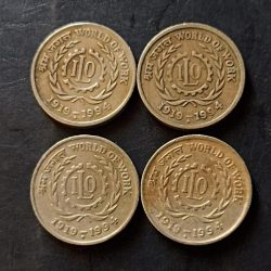 India Denominaton 5₹ Metal coper nickel World of work Year 1919-1994 Same and similar set are available