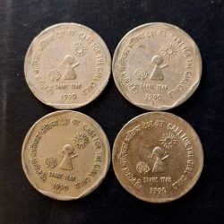 India Metal copper nickel Denominaton 1₹ Care for the girl child Year 1990 Same and similar piece is available