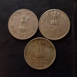 Alternative view of Republic India 50 paisa Father of nation Mahatma Gandhi First prime minister of India Jawaharlal Nehru First woman prime minister of India Indira Gandhi Metal coper nickel Same and similar set are available