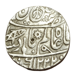 PRESIDENCY Silver Rupee SHAH ALAM-II Dated AH 1222, RY-49 FISH 🐟 Type BANARAS Mint **SARE** Collectable Grade.