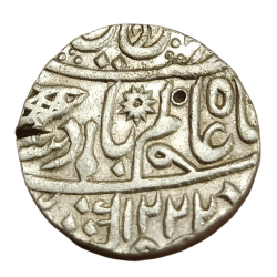 PRESIDENCY Silver Rupee SHAH ALAM-II Dated AH 1222, RY-49 FISH 🐟 Type BANARAS Mint **SARE** Collectable Grade.