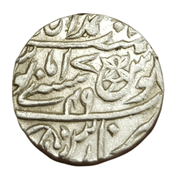 Alternative view of PRESIDENCY Silver Rupee SHAH ALAM-II Dated AH 1222, RY-49 FISH 🐟 Type BANARAS Mint **SARE** Collectable Grade.