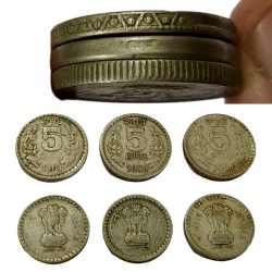 5 Rupees Cu/Ni Year 2004 CALCUTTA Mint EDGE VARIETIES [REEDED, PLAIN, SECURITY] Complete Set 3 Coins **RARE** Collectable Grades.