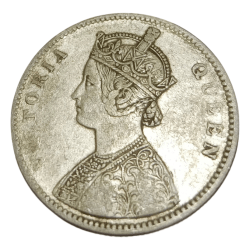 Alternative view of British India Silver Rupee Year 1862 QUEEN VICTORIA EMPRESS with 4 PINEAPPLE VARIETY in Collectable Grade.