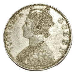 Alternative view of British India Silver Rupee Year 1862 QUEEN VICTORIA EMPRESS with LEGENDS VARIETY **SCARE** High Collectable Grade.