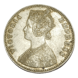 Alternative view of British India Silver Rupee Year 1880 VICTORIA EMPRESS Calcutta Mint **SCARE** High Collectable Grade.