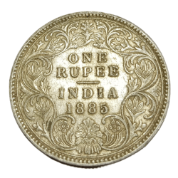 British India Silver Rupee Year 1885 Victoria Empress Calcutta Mint **V. Scare** High Collectable Grade.