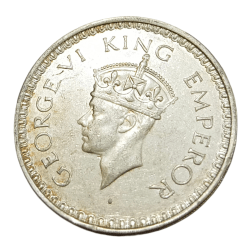 Alternative view of British India Half Silver Rupee KEY DATE Year 1943 King GEORGE-VI **SCARE** High AUNC Grade.