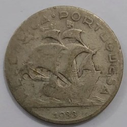 Alternative view of Portugal, 1933, 5 Escudos, KM# 581, Silver, Condition as per image.