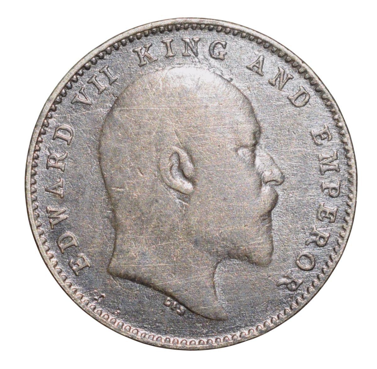 Silver 2 Annas of Edward VII (AD 1905) of Calcutta Mint Rare Date