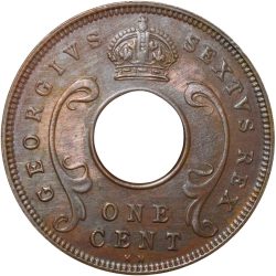 Bronze 1 Cent of George VI (AD 1951) of East Africa in About UNC Grade