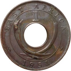 Alternative view of Bronze 1 Cent of George VI (AD 1951) of East Africa in About UNC Grade