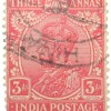 Postal Stamp of George V 3 Annas Pink Colour - Used Condition as per Image.