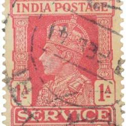 Postal Stamp of George VI 1 Anna Service Red Colour - Used Condition as per Image.