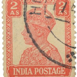 Postal Stamp of George VI 2 Annas Red Colour - Used Condition as per Image.