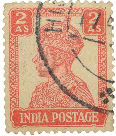 Postal Stamp of George VI 2 Annas Red Colour - Used Condition as per Image.