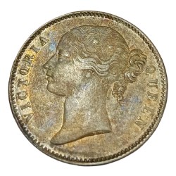 Alternative view of British India Silver Rupee “EAST INDIA COMPANY” Year 1840 Queen DIVIDED LEGENDS with “W.W.” Incuse **V. SCARE** High Collectable Grade.