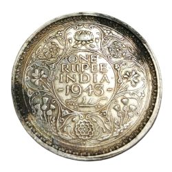 British India Silver Rupee KEY Date 1943 King GEORGE-VI **SCARE** High Collectable Grade.