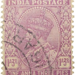 Postal Stamp of George V 1 Anna 3 Pies Pink Colour - Used Condition as per Image.