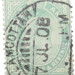 Postal Stamp of Edward VII 1/2 Anna Green Clour - Used Condition as per image.