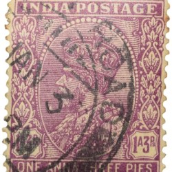 Postal Stamp of George V 1 Anna 3 Pies Pink Colour - Used Condition as per Image.