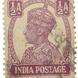 Postal Stamp of George VI 1/2 Anna Murhoom Colour - Used Condition as per Image.