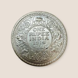 Re 1 British India King George V Rupee Silver year 1918 Unique and Rare