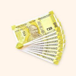 Rs 20 India Banknote Fancy Number Set 001110 till 009990 Gem Unc Very Unique and Rare