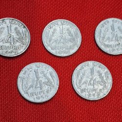 1/4 RUPEE 1955 GOOD CONDITION EACH COIN PRICE 126