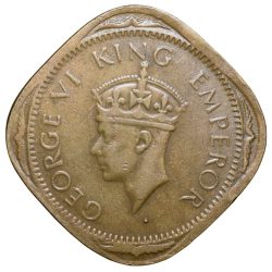 Nickel-Brass 2 Annas of George VI(AD 1943) of Bombay Mint