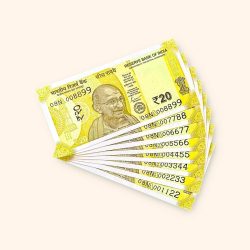 Rs 20 India Banknote Fancy Number Set 001122 till 008899 Gem Unc Very Unique and Rare