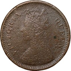 Copper 1/2 Pice of Victoria Queen (AD 1862) of Calcutta Mint