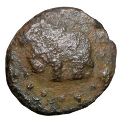 Copper Drachma of Chudasama Dynasty( c. 10th Cen. AD) Bull left/Devanagari 'Shri' Type