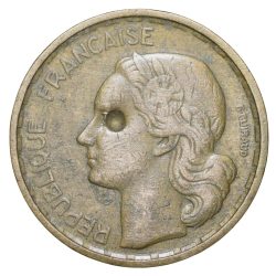 Old Brass 10 Francs of France Country (AD 1951) with Rooster Scarce