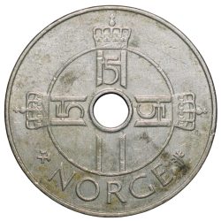 Alternative view of Copper-Nickel 1 Krone of Harald V (AD 1997) of Norway with Stylized bird